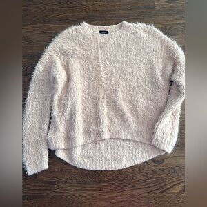 Vici Women's Fluffy Beige Crew Neck Sweater